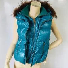 美品★タトラス・レディース 2WAYジップ リアルファー付 ダウンベスト(34)