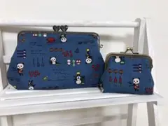 お料理パンダ　がま口ポーチ　大小セット　ハンドメイド