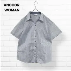 美品✨ANCHOR WOMAN スキッパーカラー ブラウス【17】ストライプ