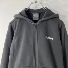 adidas ビッグ ロゴ プリント ジップアップ 裏毛 スウェット フーディー