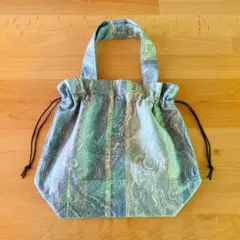 巾着バッグ トートバッグ 水色 ピンク ペイズリー