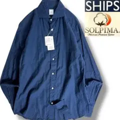 J7272新品 シップス SOLPIMAコットンシャツ ネイビー M SHIPS