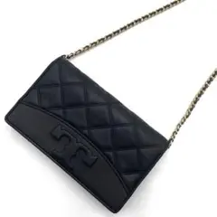 美品 トリーバーチ ショルダーバッグ チェーン キルティング レザー ブラック
