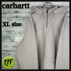 カーハート ロゴタグ 肉厚 ハーフジップスウェットパーカーグレー XL 5618