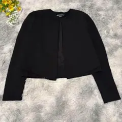 アルマーニエクチェンジ　ボタンレスノーカラージャケット　【XS】ブラック　黒