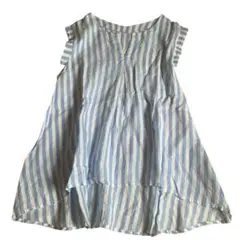 SALE!CHILD WOMAN麻リネンノースリーブチュニックストライプVネック