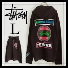 L【入手困難】STUSSY 希少デザイン ジップパーカー・黒 LIVIN
