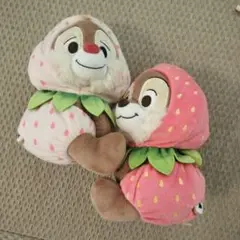 チップとデール イチゴコスチューム ぬいぐるみ　セット　いちご　ディズニーストア