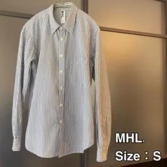 【MHL】エムエイチエル　シャツ　ストライプ　長袖　Sサイズ