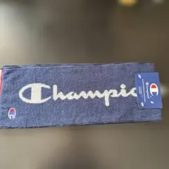 Champion ロゴ入り ネイビー フェイスタオル