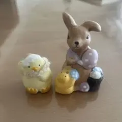 ナチュラルキッチンひよことウサギの置物セット