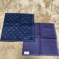 新品　BURBERRY ネイビー ハンカチ２枚
