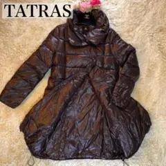 【美品】タトラス ダウンジャケット M ブラウン フード Aライン ロング