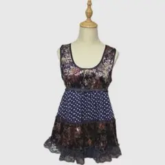 花柄 ドット チュニック レース ベロア 森ガール ウィッシュコア 平成