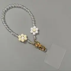 新品未使用　一点物　ビーズスマホストラップ　スマホアクセサリー　スマホホルダー