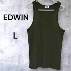 【EDWIN】ダークグリーン メンズタンクトップ L