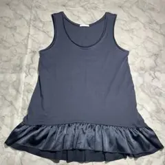 GU ネイビー フリル付き ノースリーブ シャツ トップス 紺色 Mサイズ