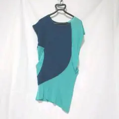 イッセイミヤケ ISSEY MIYAKE ノースリーブワンピース 青系 ブルー
