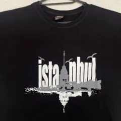 おしゃれ　古着　イスタンブール グラフィック Tシャツ 黒