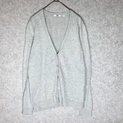 UNIQLO（L）ライトＶネックカーディガン☘️グレー/長袖/冷房対策