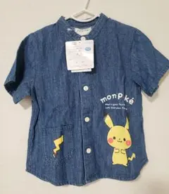 モンポケ☆新品未使用 ピカチュウデニムシャツトップス 80サイズ ベビー