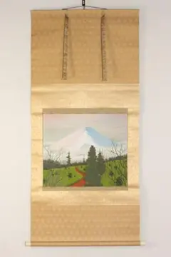 日本画家 谷野圭一  絹本肉筆掛軸 神泉早春 しみあり 師五雲 日本画家 谷野圭一 絹本肉筆掛軸 神泉早春 しみあり 師五雲
