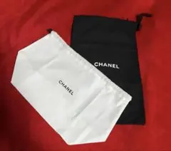 [CHANEL BEAUTÉ]巾着ポーチ2点セット縦長巾着 (黒)横長巾着