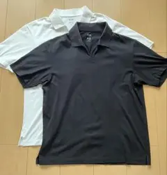 ［美品］ユニクロ　スキッパーポロシャツ　エアリズム　ブラックとホワイト　セット