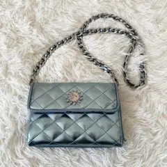 【EVRIS】ミニウォレットチェーンBAG　ショルダーバッグ　ブルー
