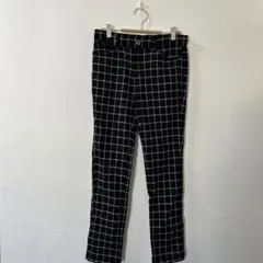 レディース　チェック柄スキニーパンツ　Mサイズ　ブラック　ホワイト
