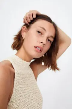 【美品】ZARA ザラ ホルターネックニットトップス ハイネックニット M