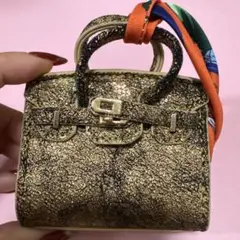ゴールド キラキラミニハンドバッグ風チャーム