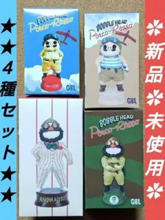 新品未開封　スタジオ ジブリ　紅の豚　ポルコ&ボス バブルヘッド　4点セット 新品未開封 スタジオ ジブリ 紅の豚 ポルコ&ボス バブルヘッド 4