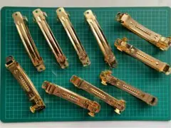 金属バレッタ(透かし星)　10本セット　8cm ゴールド