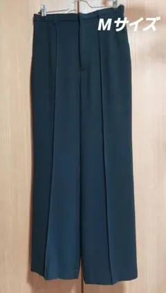 ブラック ワイドパンツ センタープレス スラックス M