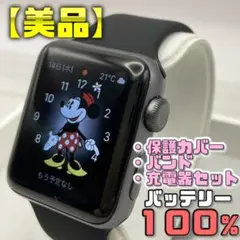 【美品】BT100％ アップルウォッチ 保護カバー＋バンド＋充電器セット