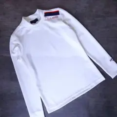 極美品 Callaway Golf モックシャツ ホワイト トリコロールロゴ