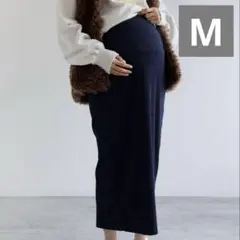 andmeマタニティ リブタイトスカート ブラック Mサイズ サイドポケット