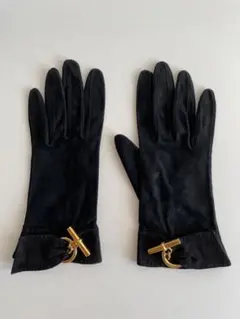 HERMES エルメス レザーグローブ スエード ブラック ヴィンテージ品