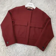 MARNI ノーカラー ジャケット ウール コート 36 ボールド 赤 コート