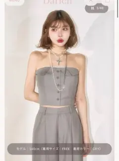 Darich ダーリッチ カラーデザインベアトップ グレー