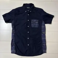 BEAMS HEART ネイビー ✖️ネイティブ柄　　　ボタンダウンシャツ M
