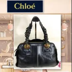 Chloe クロエ ハンドバッグ トートバッグ レザー ブラック 黒 ロゴ型押し