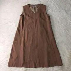 美品 リランドチュール ひざ丈 ワンピース 日本製 ベージュ