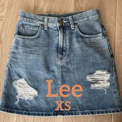 Leeデニムスカート ライトブルー ダメージ加工