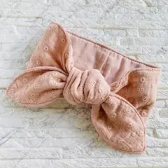 コットンレース　サーモンピンク　ネッククーラー ダブルガーゼ 綿　ハンドメイド