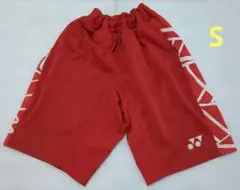 ヨネックス 赤 ショートパンツ ストライプ S