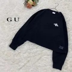 【ジーユー】GU サンリオコラボ シナモロール　ロングスリーブTシャツ　黒