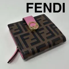 フェンディ 8M0386 二つ折り財布 ズッカ柄 ピンク