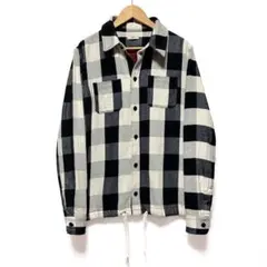 極希少‼︎　RRL × ロンハーマン　バッファローチェックシャツ　ブルー　リネン混 ◇Ron Herman◇Double RL(ダブル アール エル) ロンハーマン別注